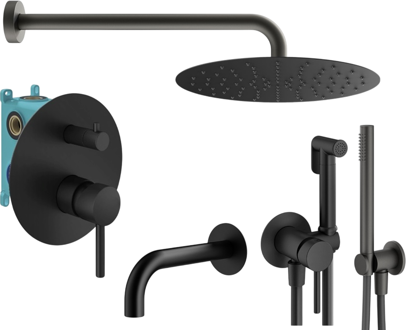 Комплект для ванной Plumberia Selection Ixo KITZXO19NO60 С ВНУТРЕННЕЙ ЧАСТЬЮ, черный матовый