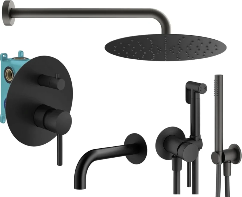 Комплект для ванной Plumberia Selection Ixo KITZXO19NO60 С ВНУТРЕННЕЙ ЧАСТЬЮ, черный матовый