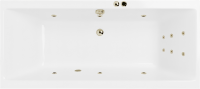 Акриловая ванна Excellent Pryzmat Slim Line 180x80 см, встраиваемая, с гидромассажем, белая, с каркасом, со сливом-переливом, фурнитура бронза