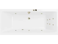 Акриловая ванна Excellent Pryzmat Slim Line 180x80 см, встраиваемая, с гидромассажем, белая, с каркасом, со сливом-переливом, фурнитура бронза