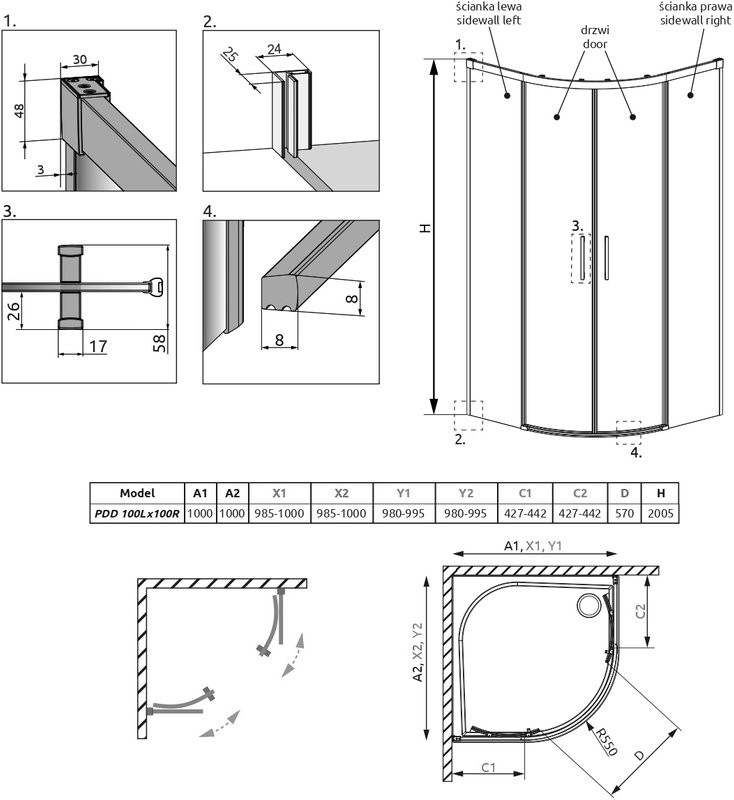 Душевой уголок Radaway Idea PDD 100х100