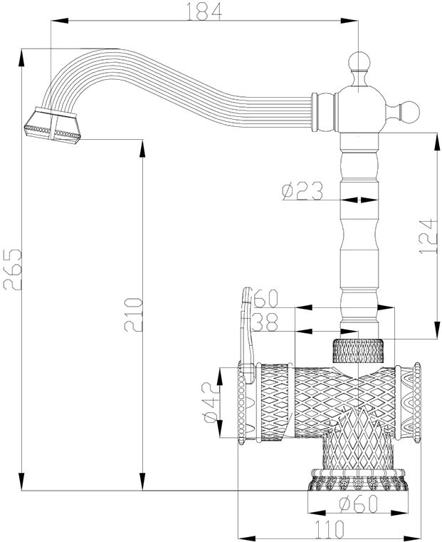 Смеситель для кухни Zorg Antic A 408K-SL