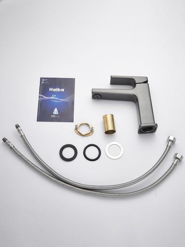 Смеситель для раковины Haiba HB10831-3 оружейная сталь