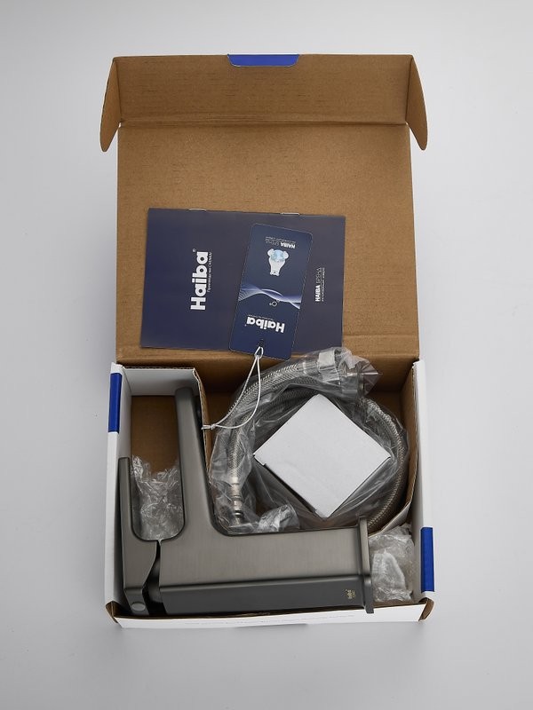 Смеситель для раковины Haiba HB10831-3 оружейная сталь