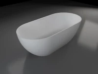 Ванна из искусственного камня Vincea VBT-4S04MW 170x80 см, отдельностоящая, матовая белая, овальная, со сливом-переливом, с донным клапаном