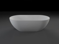 Ванна из искусственного камня Vincea VBT-4S04MW 170x80 см, отдельностоящая, матовая белая, овальная, со сливом-переливом, с донным клапаном