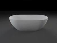 Ванна из искусственного камня Vincea VBT-4S04MW 170x80 см, отдельностоящая, матовая белая, овальная, со сливом-переливом, с донным клапаном