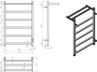 Полотенцесушитель электрический Двин Fj Plaza Neo 80х50, графит, с полкой
