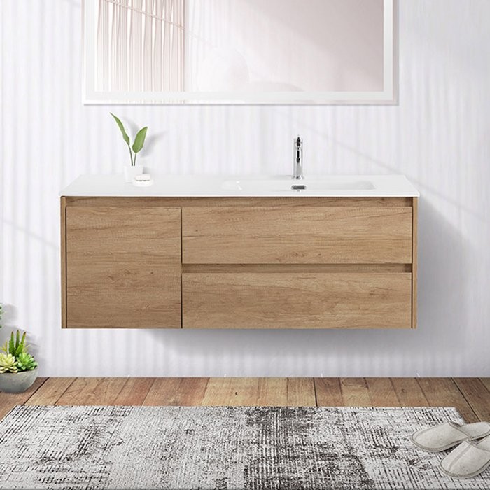 Тумба с раковиной BelBagno Kraft 120 R, 2 ящика, дверца, rovere nebrasca nature