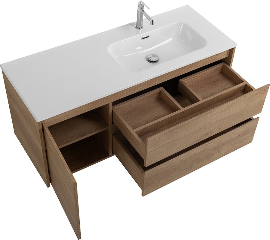 Тумба с раковиной BelBagno Kraft 120 R, 2 ящика, дверца, rovere nebrasca nature