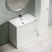 Мебель для ванной комнаты Sancos Libra Floor 80 белый глянец, белая раковина CN7005