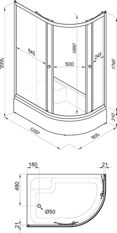 Душевой уголок Triton Коралл Лайт В левый 120х80 см