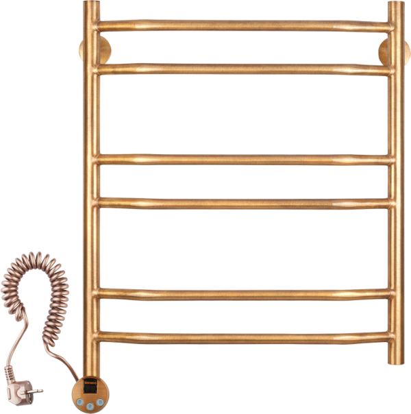 Полотенцесушитель электрический Secado Агата 4 65x55 см, подключение слева, бронза, лесенка, латунь