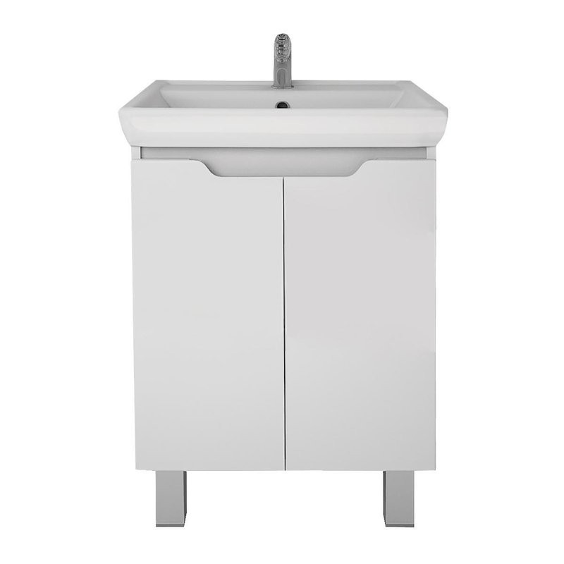 Тумба с раковиной Dreja Q Plus (D) 55 подвесная, белый глянец