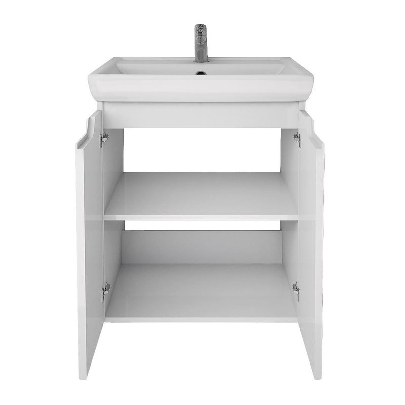 Тумба с раковиной Dreja Q Plus (D) 55 подвесная, белый глянец