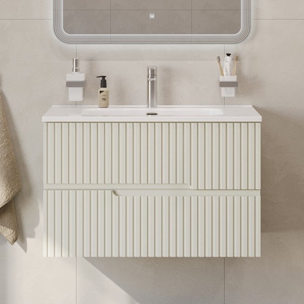 Тумба с раковиной Cezares Duet 80 альпака брашированная, раковина Cezares CZR-8095-80