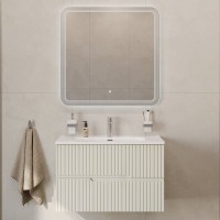 Тумба с раковиной Cezares Duet 80 альпака брашированная, раковина Cezares CZR-8095-80