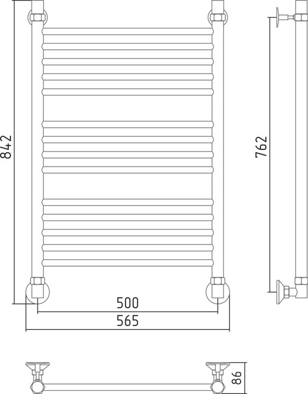 Полотенцесушитель водяной Стилье Аксиома-10 00661-8050 85x55 см, глянцевый хром, лесенка