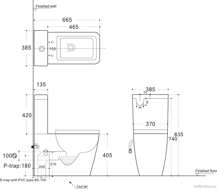 Унитаз-компакт напольный Aquanet Tavr