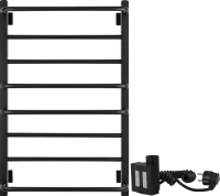 Полотенцесушитель электрический Secado Модена 2 85x55 см, подключение справа, матовый черный, лесенка, с отражателями