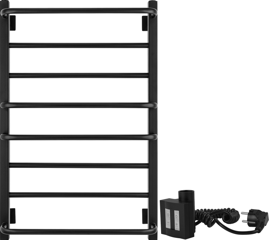Полотенцесушитель электрический Secado Модена 2 85x55 см, подключение справа, матовый черный, лесенка, с отражателями
