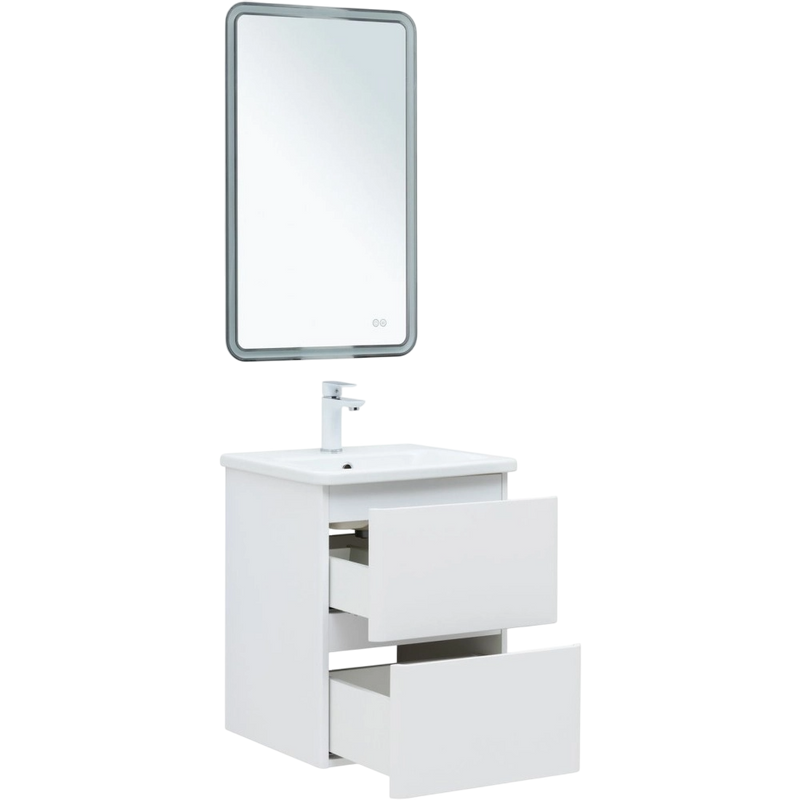 Тумба с раковиной Aquanet Эмбер 50 белая матовая