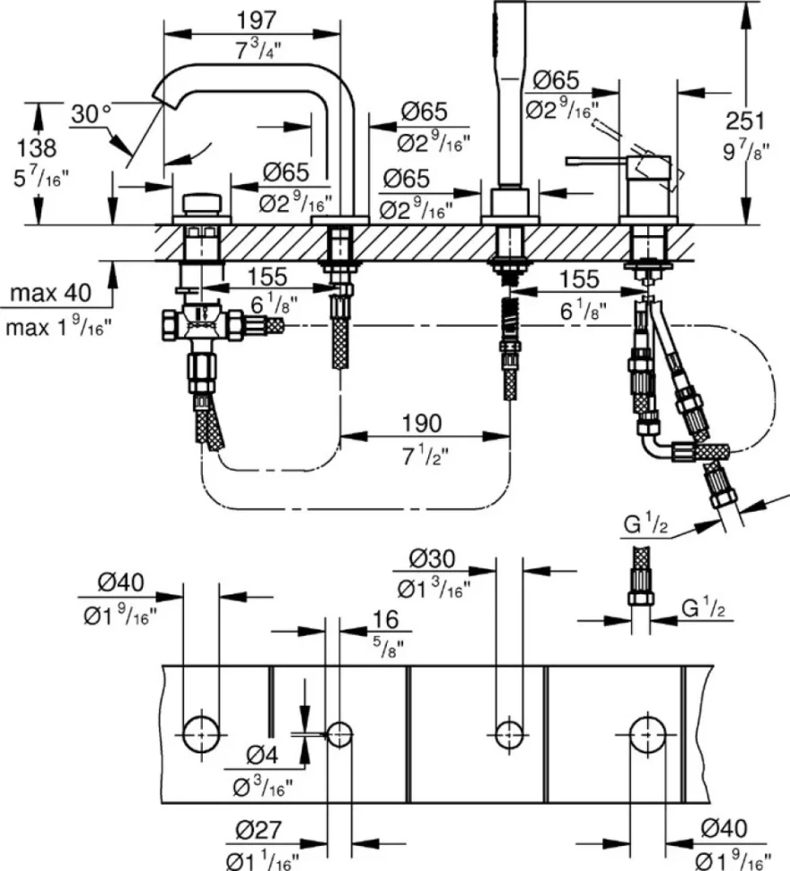 Смеситель на борт ванны Grohe Essence New 19578001