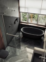 Душевая перегородка Maybahglass MGD-717-5у 119 см, профиль хром матовый, стекло графит