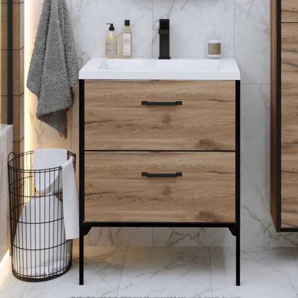 Тумба с раковиной Grossman Неро 65 альпийский дуб, черный