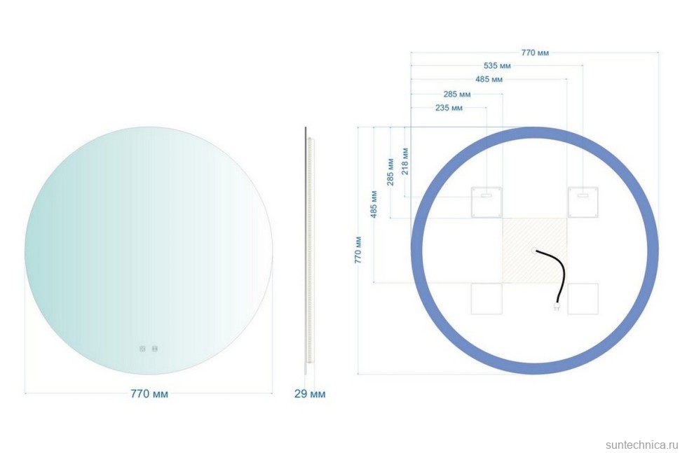 Зеркало круглое Abber Mond AG6203S-0.77 77 см, с подсветкой