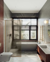 Душевая перегородка Maybahglass MGD-1354-2у 99 см, профиль бронза, стекло бронза матовое