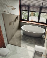 Душевая перегородка Maybahglass MGD-1354-2у 99 см, профиль бронза, стекло бронза матовое