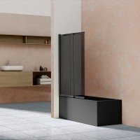 Шторка на ванну Vincea VSB-1E100CGB 100 см, профиль чёрный, стекло тонированное