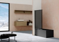 Шторка на ванну Vincea VSB-1E100CGB 100 см, профиль чёрный, стекло тонированное