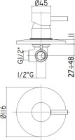 Встраиваемый смеситель для душа и ванны Paffoni Light LIG011CR С ВНУТРЕННЕЙ ЧАСТЬЮ
