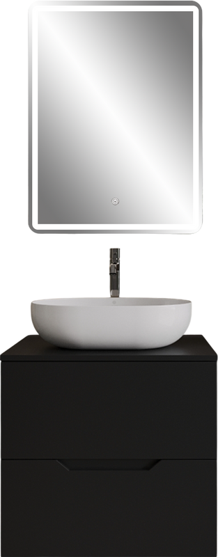 Мебель для ванной комнаты Orange Line 60 подвесная, 2 ящика, матовая черная с раковиной B05-480W