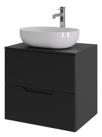 Мебель для ванной комнаты Orange Line 60 подвесная, 2 ящика, матовая черная с раковиной B05-480W