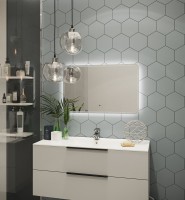 Зеркало Art&Max Messina AM-Mes-900-700-DS-F 90х70 белое, с LED-подсветкой, 6000К