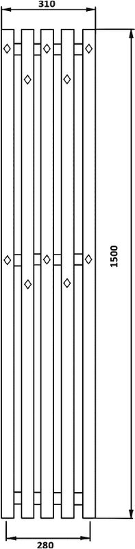 Полотенцесушитель водяной Secado Сандриго 5К 1500/280 150x30 см, матовый черный, I-образный