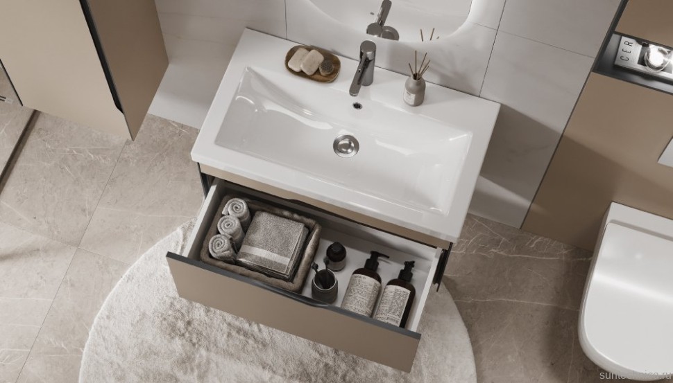 Мебель для ванной комнаты Velvex Krona 80 серый камень