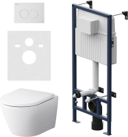 Комплект AM.PM Sense IS70101.741701 FlashClean с сиденьем микролифт, кнопка смыва белая глянцевая