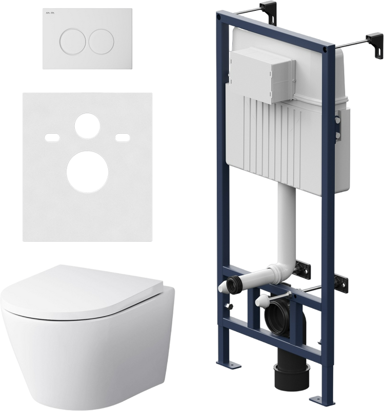 Комплект AM.PM Sense IS70101.741701 FlashClean с сиденьем микролифт, кнопка смыва белая глянцевая