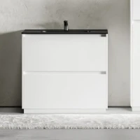 Тумба с раковиной Sancos Libra Floor 90 белый глянец, черная раковина CN7002MB