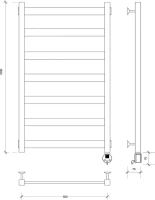 Полотенцесушитель электрический Secado Комано 1 R 105x55 см, подключение справа, хром, лесенка