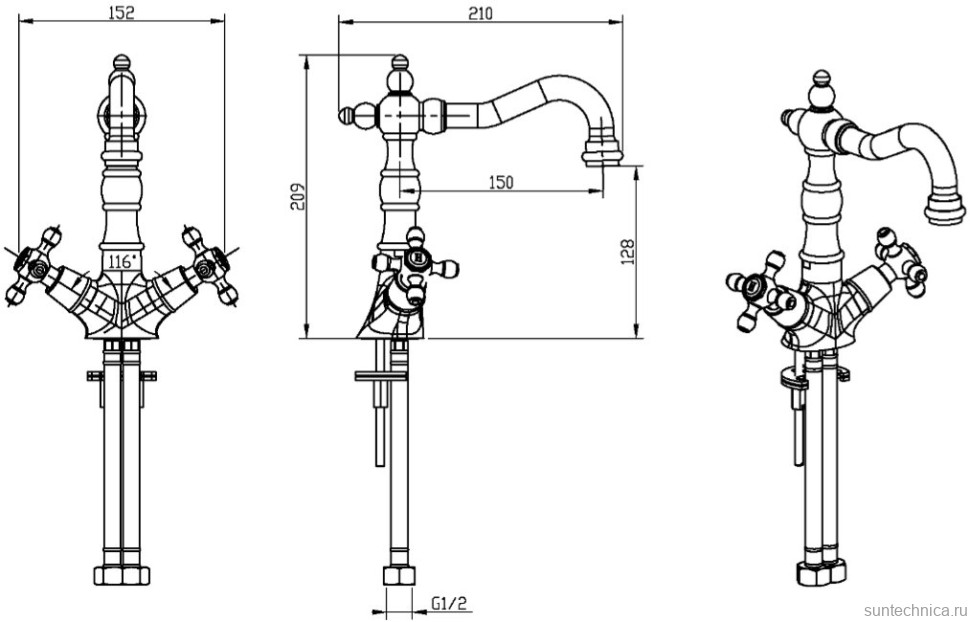 Смеситель для раковины Boheme Crystal 292-CRST