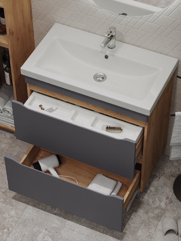 Тумба под раковину без столешницы Vigo Wave 80 дуб золотой