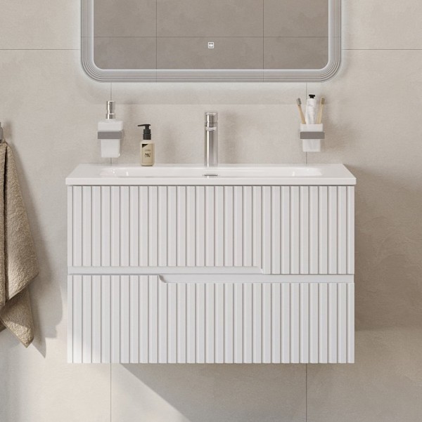 Тумба с раковиной Cezares Duet 80 bianco lucido, раковина Cezares CZR-8073-80