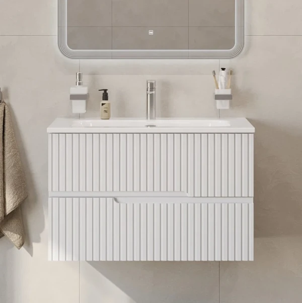 Тумба с раковиной Cezares Duet 80 bianco lucido, раковина Cezares CZR-8073-80