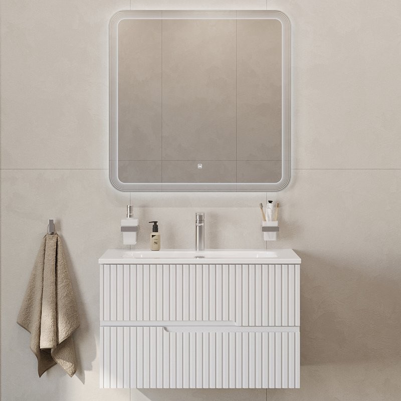 Тумба с раковиной Cezares Duet 80 bianco lucido, раковина Cezares CZR-8073-80