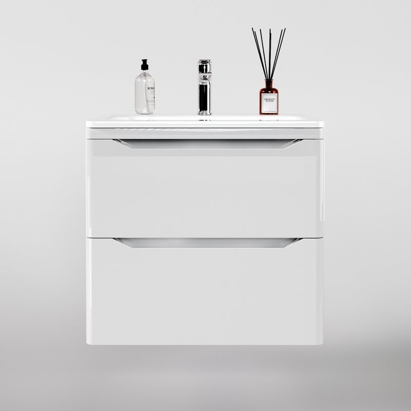 Тумба под раковину Style Line Марелла 60 подвесная, антискрейтч, белый глянец
